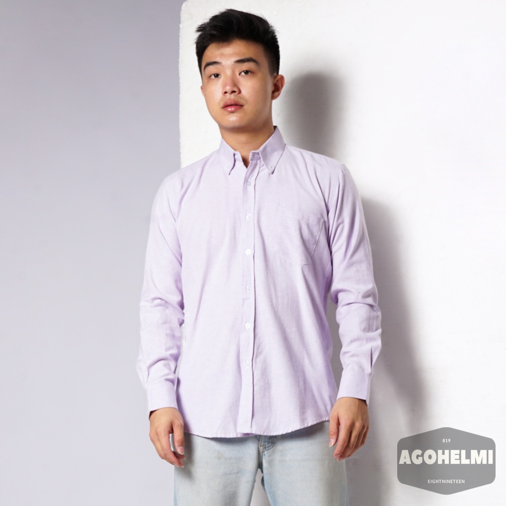 819 Kemeja Pria Lengan Panjang Polos Lilac Ungu Muda Soft Purple Lylac Purple Oxford Basic SIMPLE Slimfit Casual Tersedia Ready Sampai Size JUMBO BIG SIZE XXL XXXL