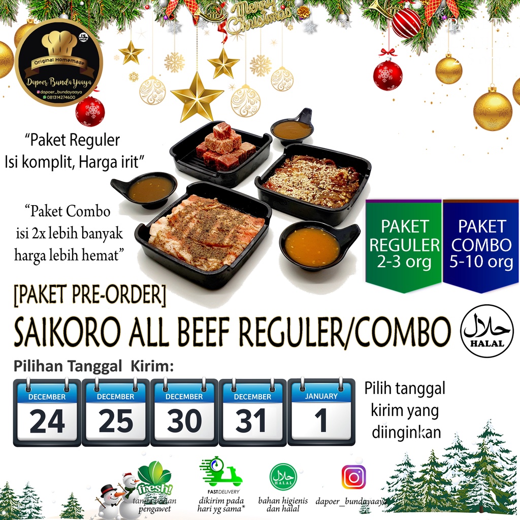 

[PRE ORDER] Paket BBQ / Saikoro / Grill / Yakiniku All Beef (Frozen Food/Halal)