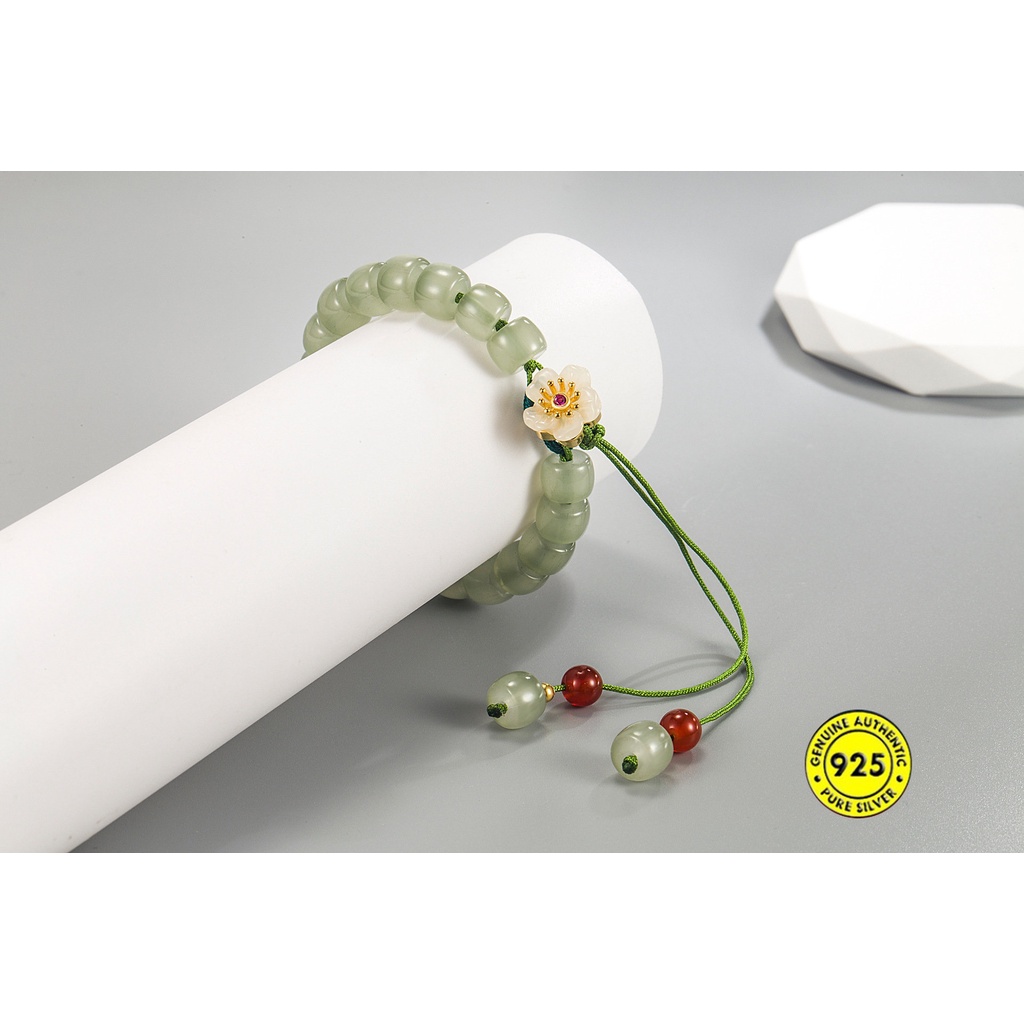 Begonia Hetian Jade Gelang Wanita Rumbai Tali Gendong U1485