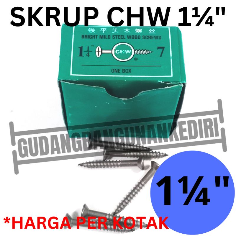 sekrup skrup kayu chw 1 1/4 inch 1.25 inch (+) wood screws chw 1 1/4&quot;