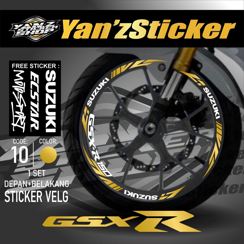 Aksesoris Stiker Cutting Sticker List Velg Motor GSX R150 GSX R 150 Terbaru Lis Pelek Velk Variasi S