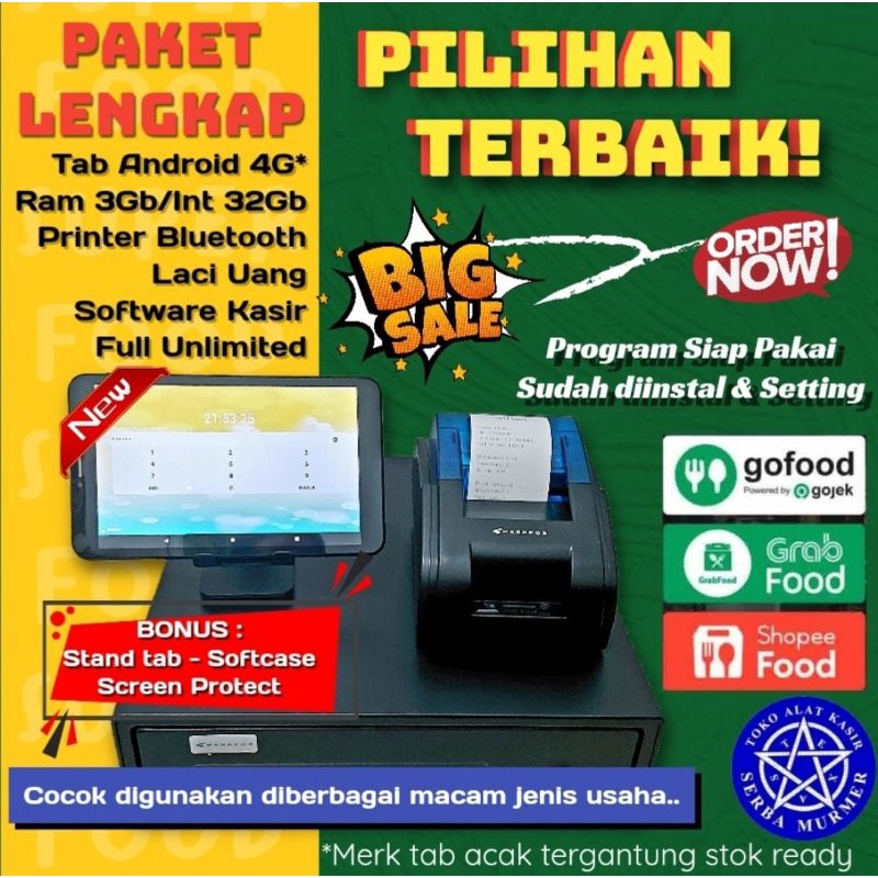 Paket mesin kasir android toko sembako restoran cafe kedai kosmetik salon apotek