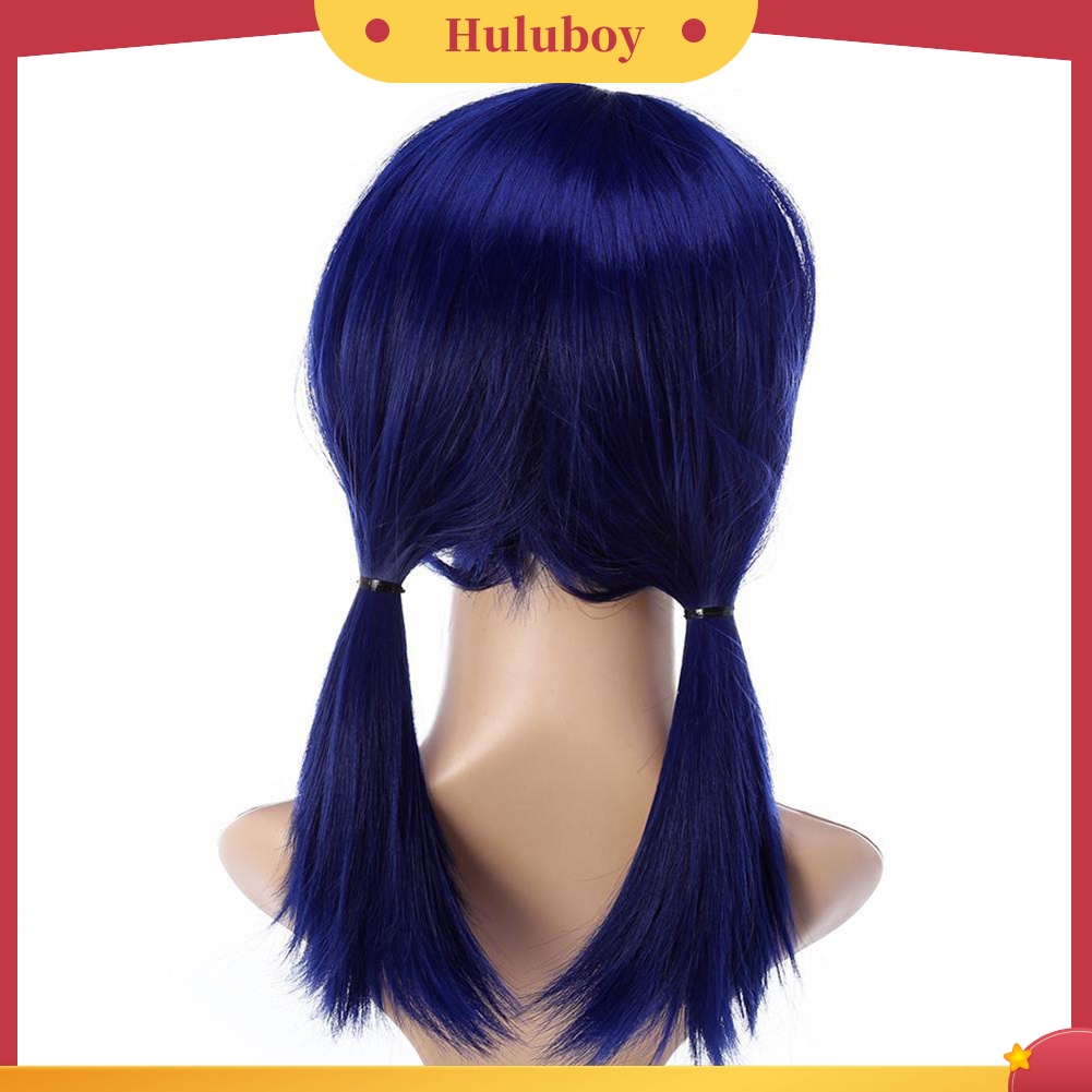 Wig Rambut Model 2 Kuncir Babi Lurus Warna Biru Tua Untuk Wanita