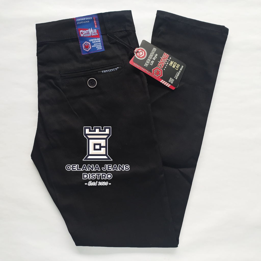 Celana Chino Panjang Hitam Pria Distro Continue