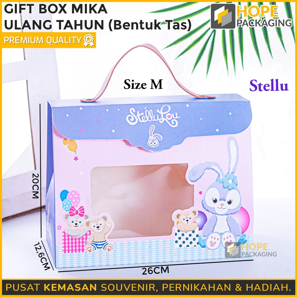 Gift Box Ulang Tahun Duffy M 26x20x12.6cm / kotak Tali Hampers / Box Mika Transparant Hampers Goodie bag Birthday