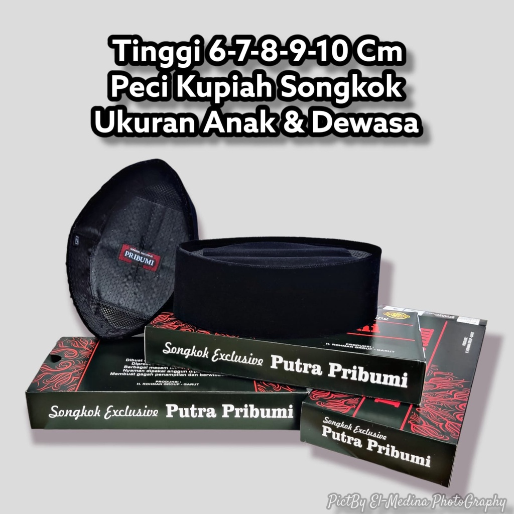 Peci Hitam Nasional Putra Pribumi Tinggi 7 8 9 10 Cm