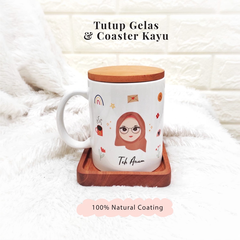 Jual Tutup Gelas Mug Dan Coaster Tatakan Gelas Kayu Aestetik Shopee Indonesia 7507