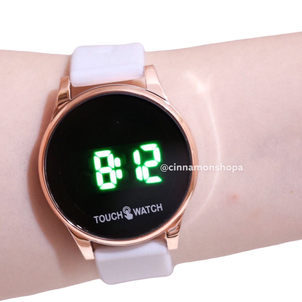 jam tangan digital rubber karet LAMPU LED touch screen ukuran unisex wanita pria FSLED