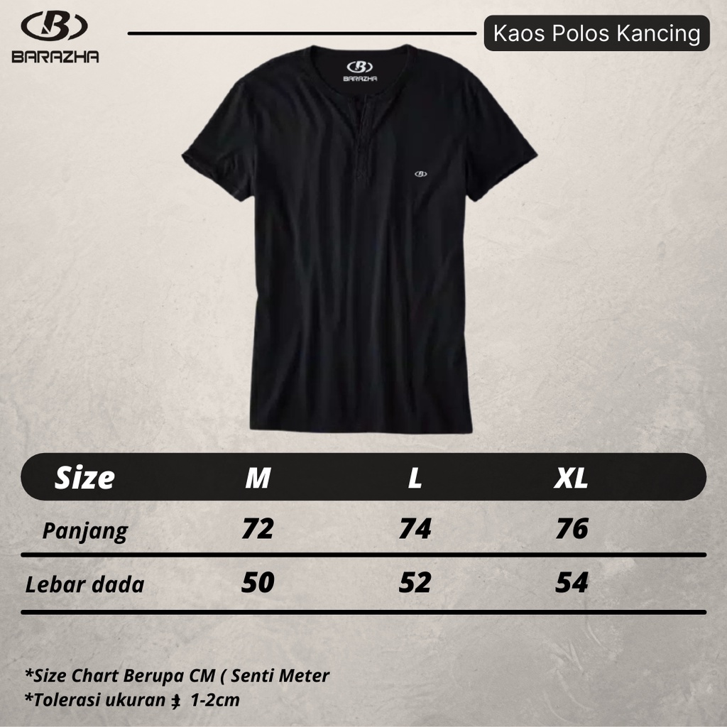 Barazha Unisex Kaos Polos Kancing Reguler Putih