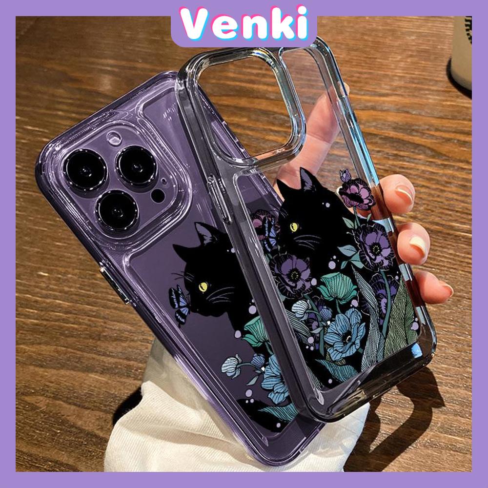 iPhone Case HD Acrylic High Quality Hard Case Metal Button Protection Camera Shockproof Black Cat In Flowers Compatible For iPhone 14 13 12 11 Pro Max xr xs max