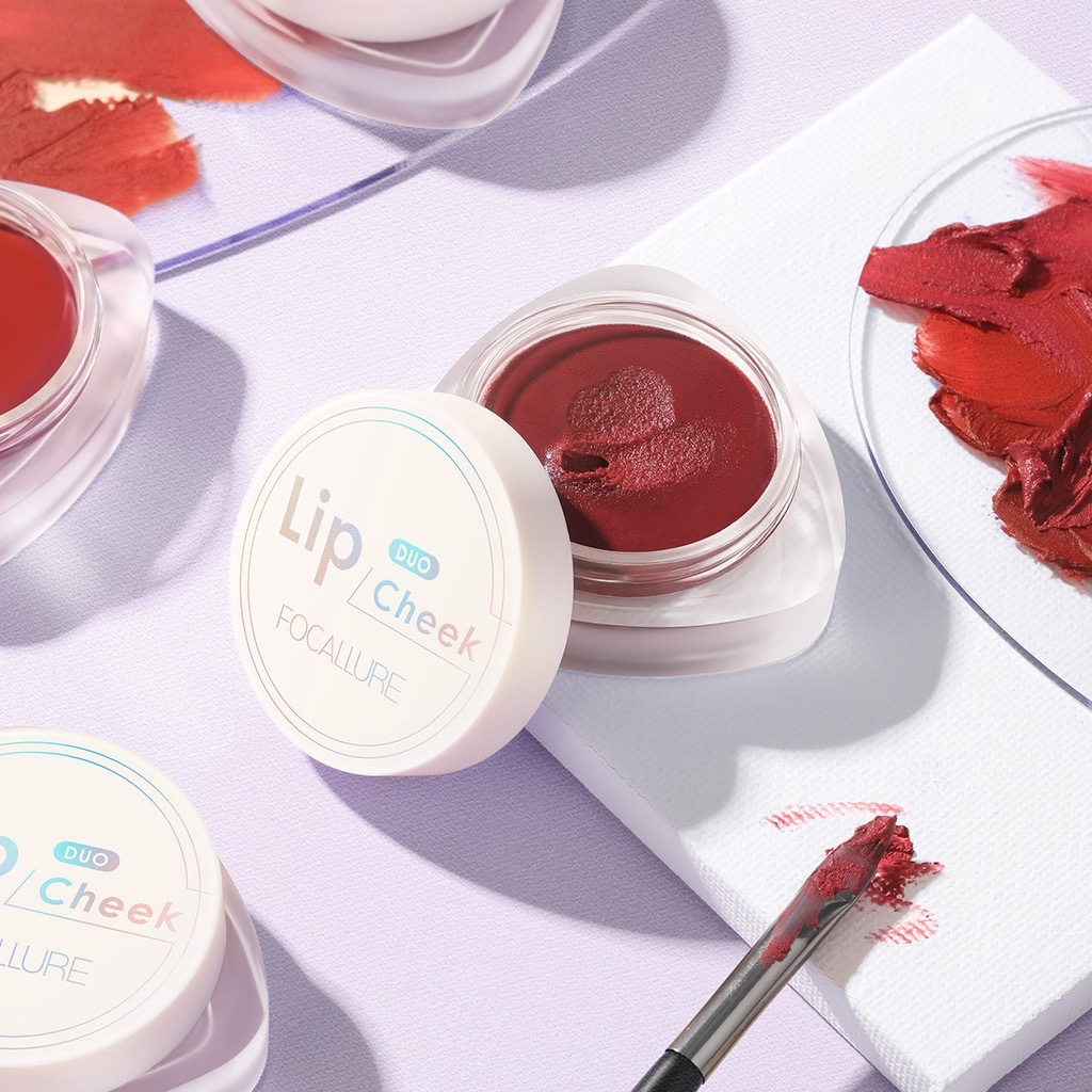 FOCALLURE Creamy Lip & Cheek Duo | Dual-use Lip Mud Lip clay & Velvet-hazy Matte Blush On - Makeup