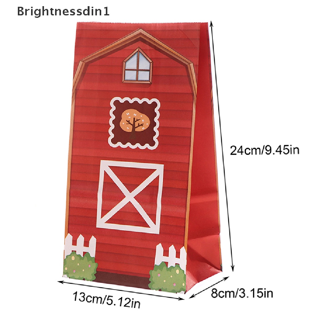 [Brightnessdin1] 6 Pcs Kartun Animal Farm Hadiah Tas Permen Anak-Anak Tema Pertanian Perlengkapan Pesta Ulang Tahun Butik