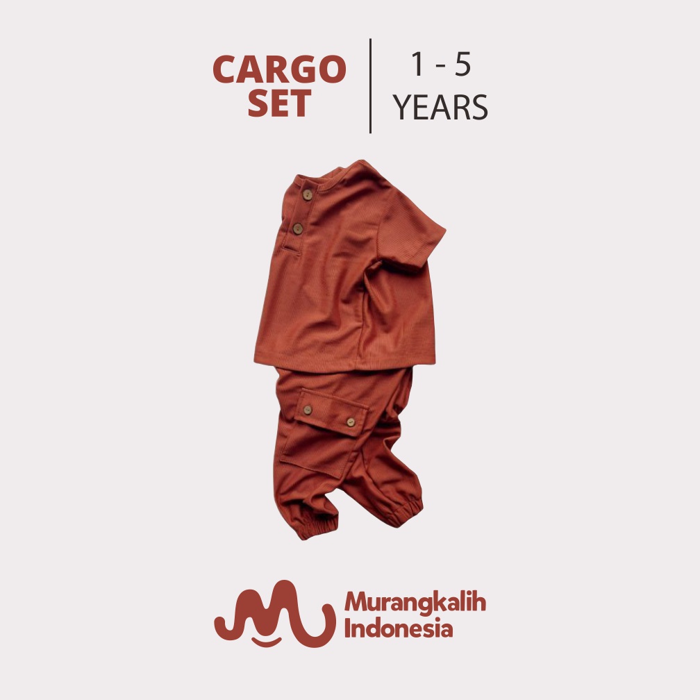 MURANGKALIH - CARGO SET | Setelan Anak Laki/Perempuan 1 - 6 Tahun Celana Panjang | Set Pakaian Baju Anak Cewek/Cowok MURAH By Murangkalih Indonesia