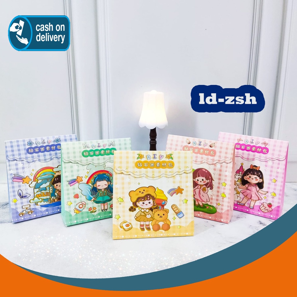 

Paket DIY DIAMOND PAINTING kreatifitas anak tTEMPEL MANIK LD-ZSH503 Set Daily Manual Cute Pattern Decorative Tape Sticker Gift Box