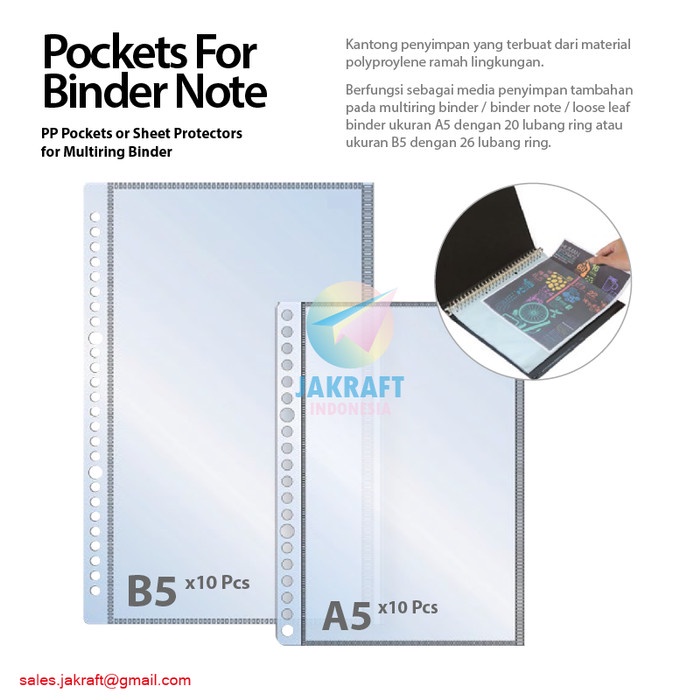 

PP POCKET B5 BANTEX 8001 U/ BINDER NOTE 26 LUBANG RING ISI 10 ANTI AIR