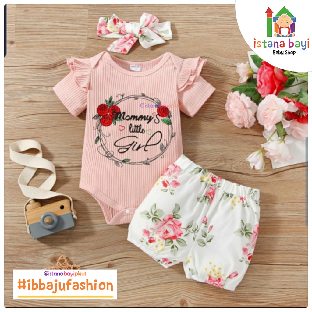 Catell Love Setelan Baby  + Bandana / Romper Bayi