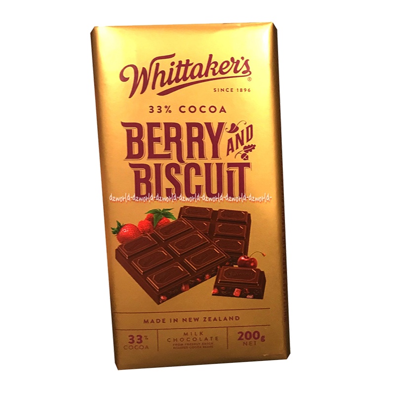 Whittaker's Berry And Biscuit 200gr Coklat Import Whittakers Rasa Buah Beri Dan Biskuit Witakers Wittaker Whittaker Milk Chocolate Coklat Susu