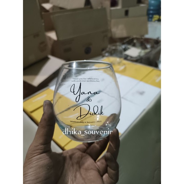 Souvenir Gelas Tuscany Sablon tanpa kemasan