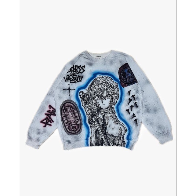 Oversized crewneck design rework anime evangelion//§Lostt