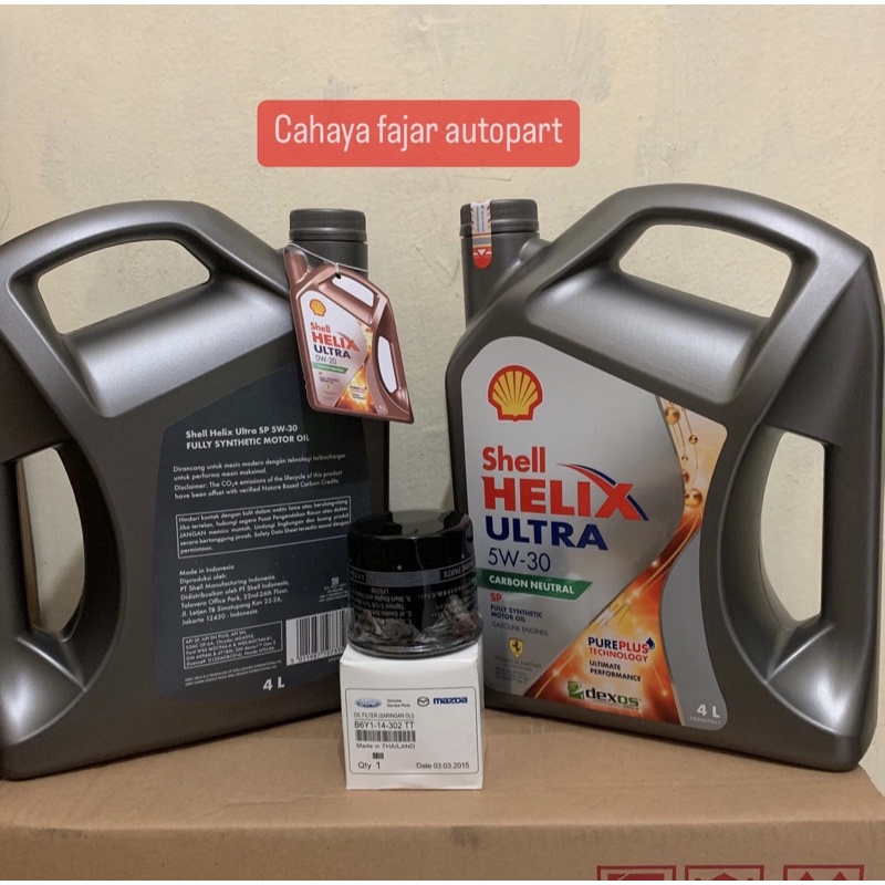 Oli Shell Helix ultra 5w-30 4L paket Filter Oli mazda 2 CX3,CX5,CX7,CX9,Biente