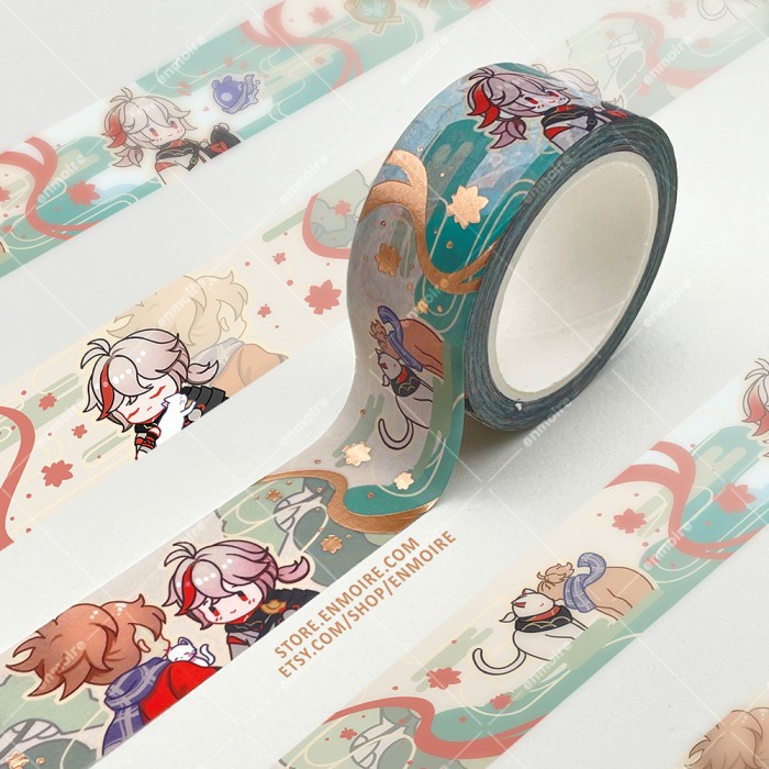 

Stiker Genshin Impact Kazuha Tomo Washi Tape With Rose Gold Foil