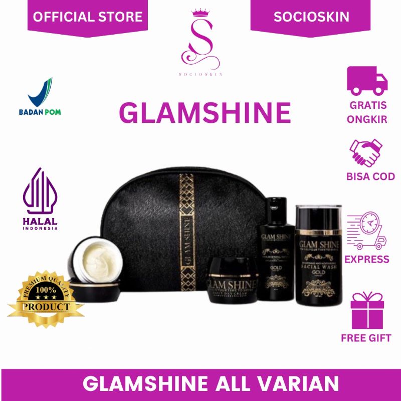 GLAMSHINE-Paket Skincare Glowing Acne Flek Hitam