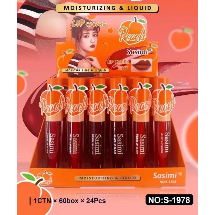 (CYBER) COD TERBARU  SASIMI PEACH LIPTINT HARGA SATUAN BIG 1KOTAK ISI 6 MOISTURIZE AND NATURAL