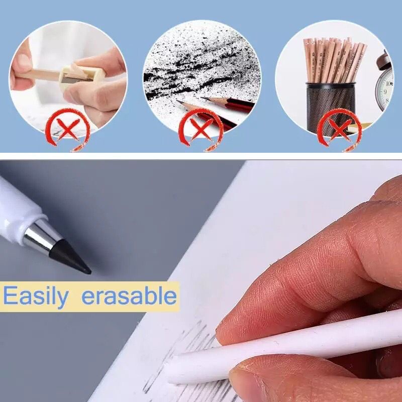 Eternal Pencil Premium / Pensil Eternal Tanpa Isi Untuk Sekolah / Pensil tanpa rautan / Pensil tanpa batas / No Ink Pen / Pensil abadi