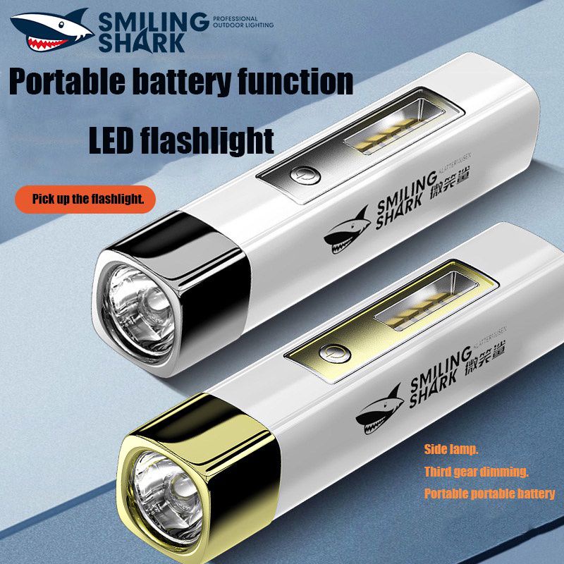 Lampu Senter Mini LED Kuat Super Bright Smilling Shark 867A Cob Super Terang