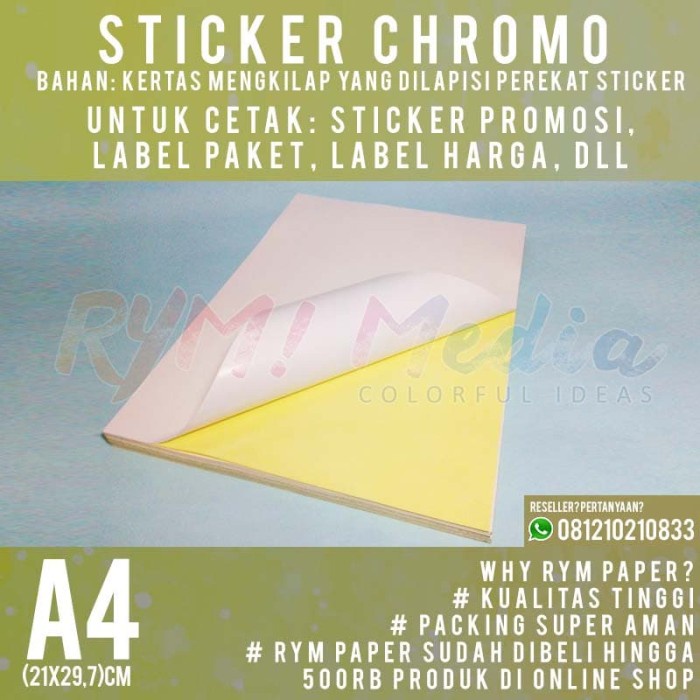 

Stiker Kertas Sticker Chromo A4 (1 Rim/500 Lembar)