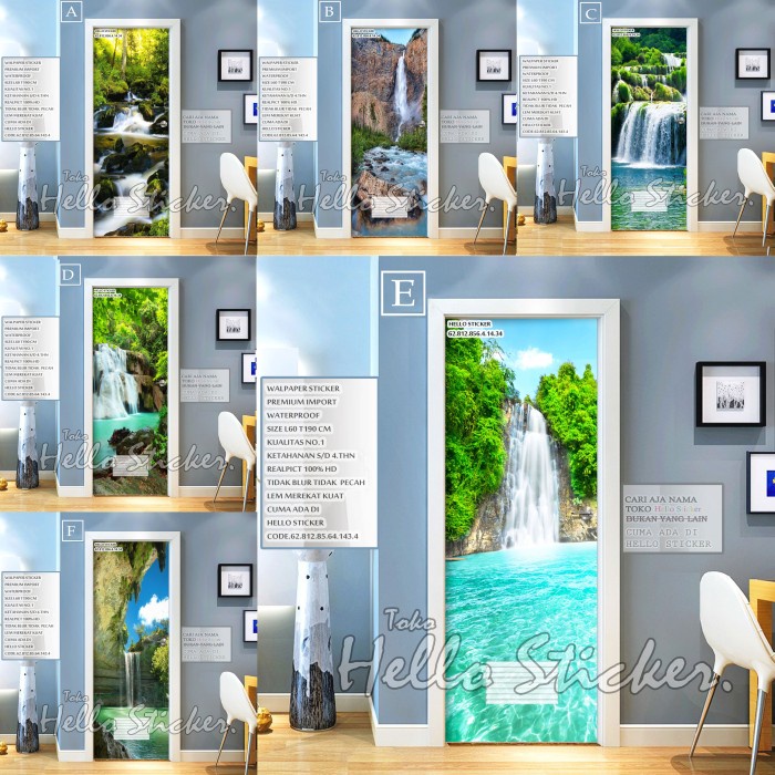 Wall Sticker Wallpaper Pintu Kamar Mandi Motif Jembatan Waterproof Size60X190