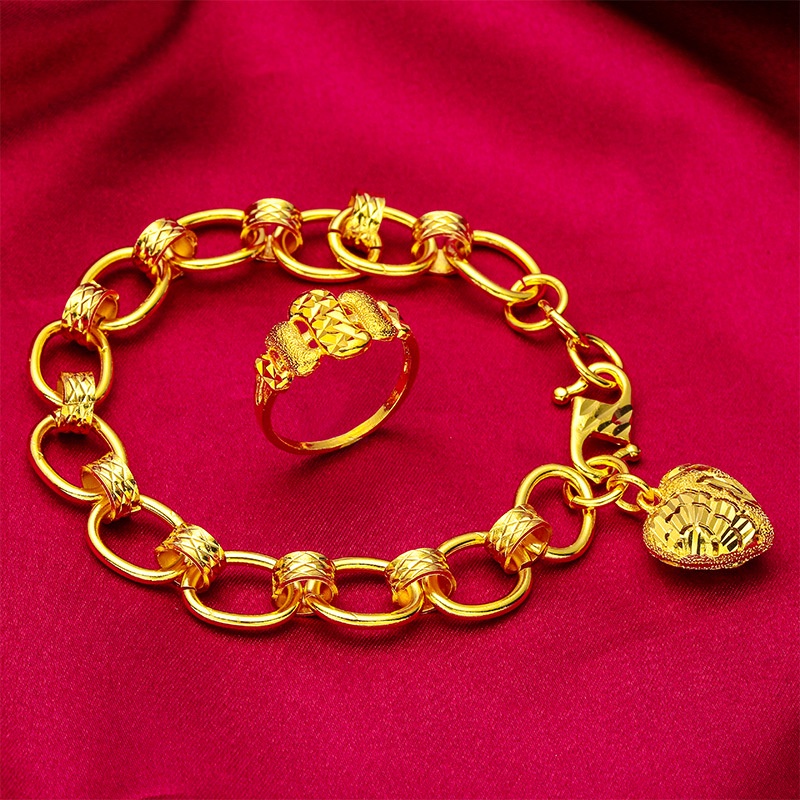 Goldkingdom Perhiasan Fashion Emas Asli Kadar 375Bangkok Aksesoris Ready Stock Baru Sederhana Mendominasi Cinta Perempuan Gelang Tebal