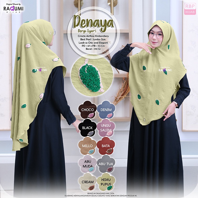 Jilbab Instan Denaya Bergo Syar'i Raqumi Hijab