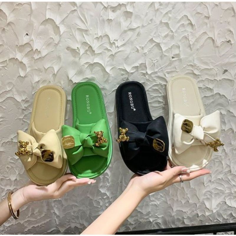 MYSTYLE Cutey Korea Design Slip Sandal Fashion Wanita Import