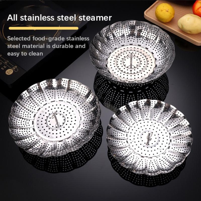 Kukusan Panci Perlengkapan Dapur Stainless Steel Flexibel Ukuran Diameter Sampai 21 cm