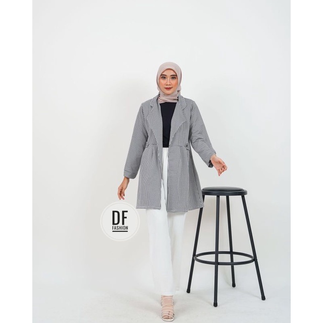 BISA (COD) OUTER Wanita ModeL Krah Motif Kotak-Kotak