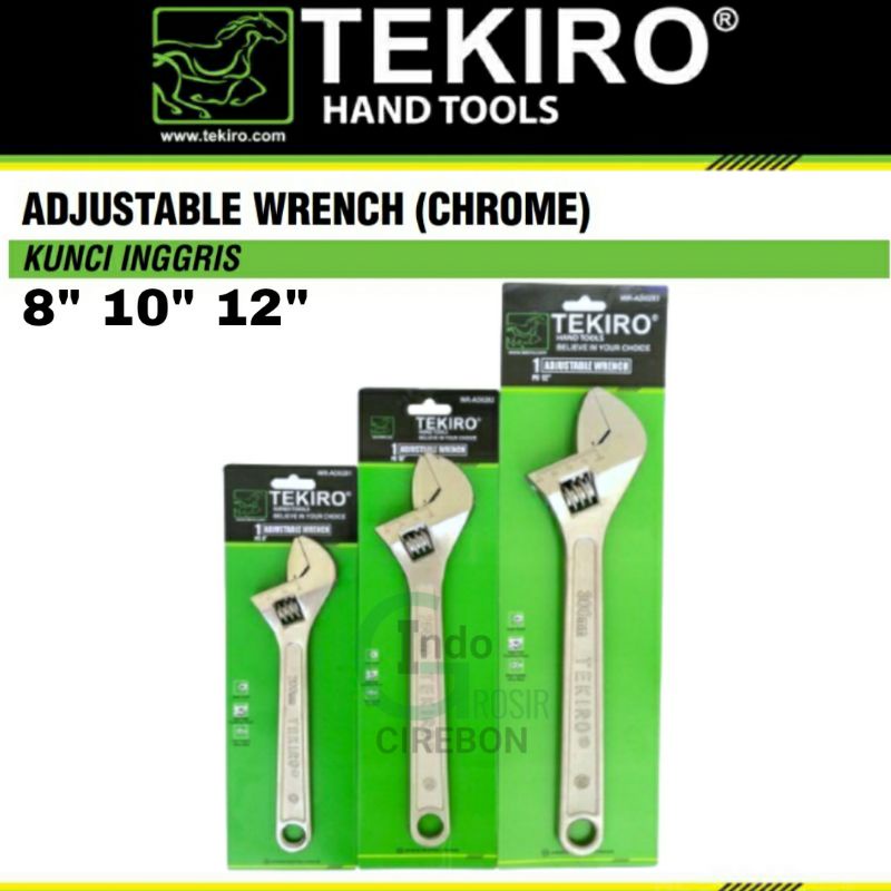 TEKIRO Kunci Inggris 8 10 12  Inch Adjustable Wrench 8&quot; 10&quot; 12&quot; Alat Mengencangkan Melepas Mur Baud