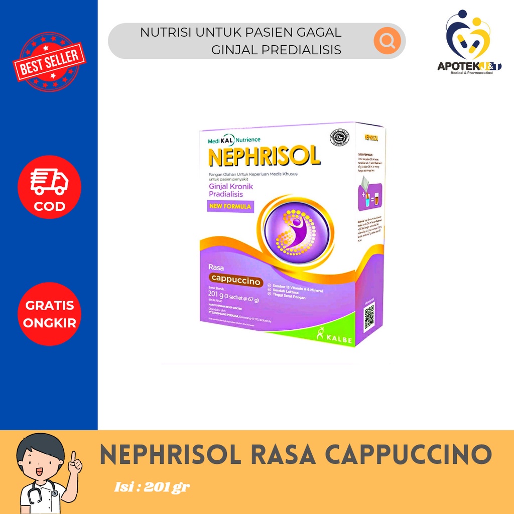SUSU NEPHRISOL ISI 201 GR / NUTRISI GINJAL KRONIS BELUM CUCI DARAH/ NUTRISI PASIEN GAGAL GINJAL PRADIALISIS