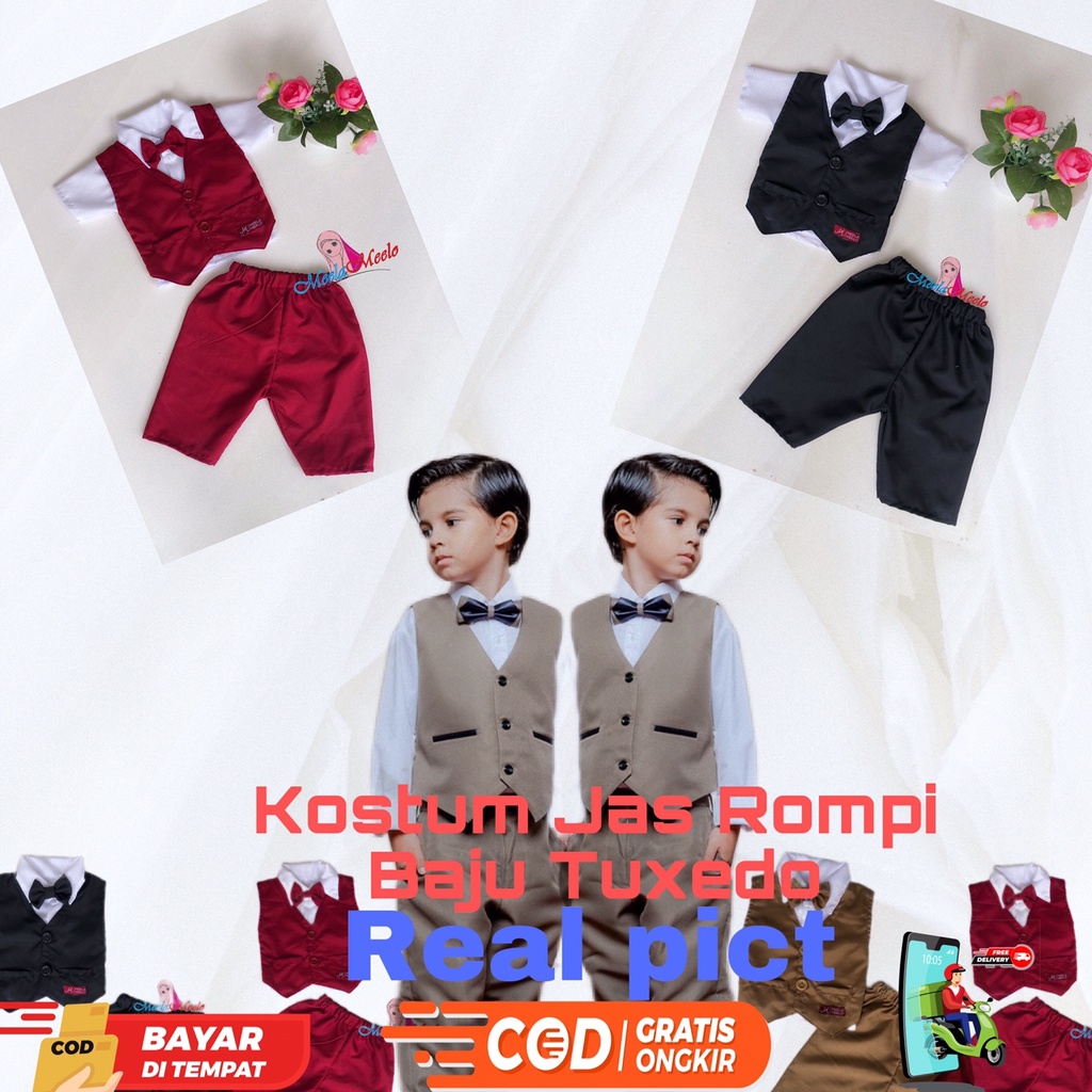 Setelan Rompi Anak Premium newborn - 6 tahun Jas Anak Vest Formal Pesta Laki-laki  Perempuan Setelan jas plus slim rompi kemeja dasi celana Tuxedo