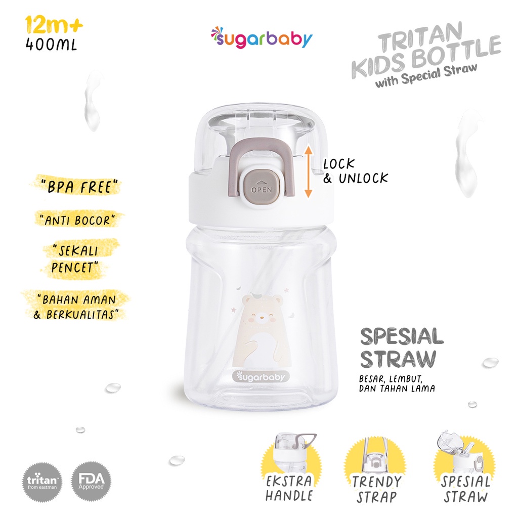 [READY BANDUNG] NEW Sugarbaby TRITAN KID BOTTLE Tritan Kid Bottle with Special Straw BOTOL MINUM ANAK SUGARBABY BOTOL MINUM ANAK SUGAR BABY