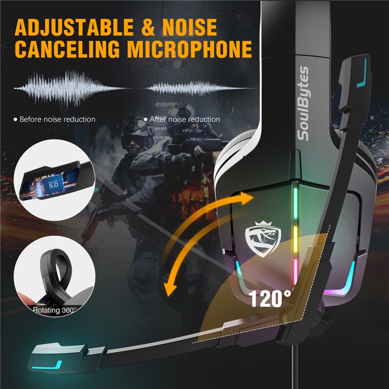 Sicibel S12 Headset Gaming Dengan Noise Canceling + Mic + Lampu LED Untuk PC Mac PS4 PS5 Switch Xbox One