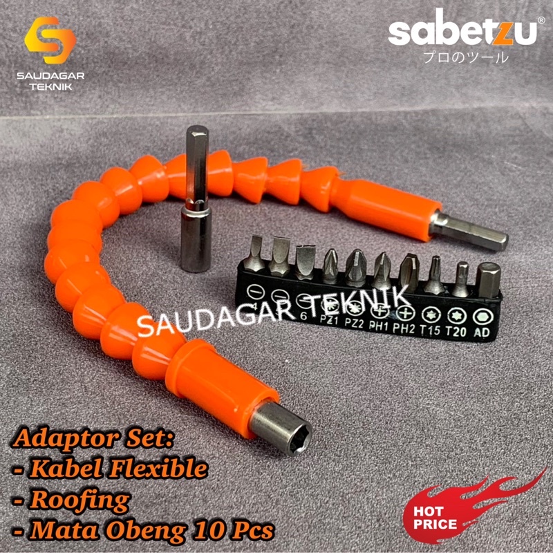 Mata Bor Obeng Adaptor Kabel Flexible Extension Roofing Set Sabetzu Mata Obeng Magnet