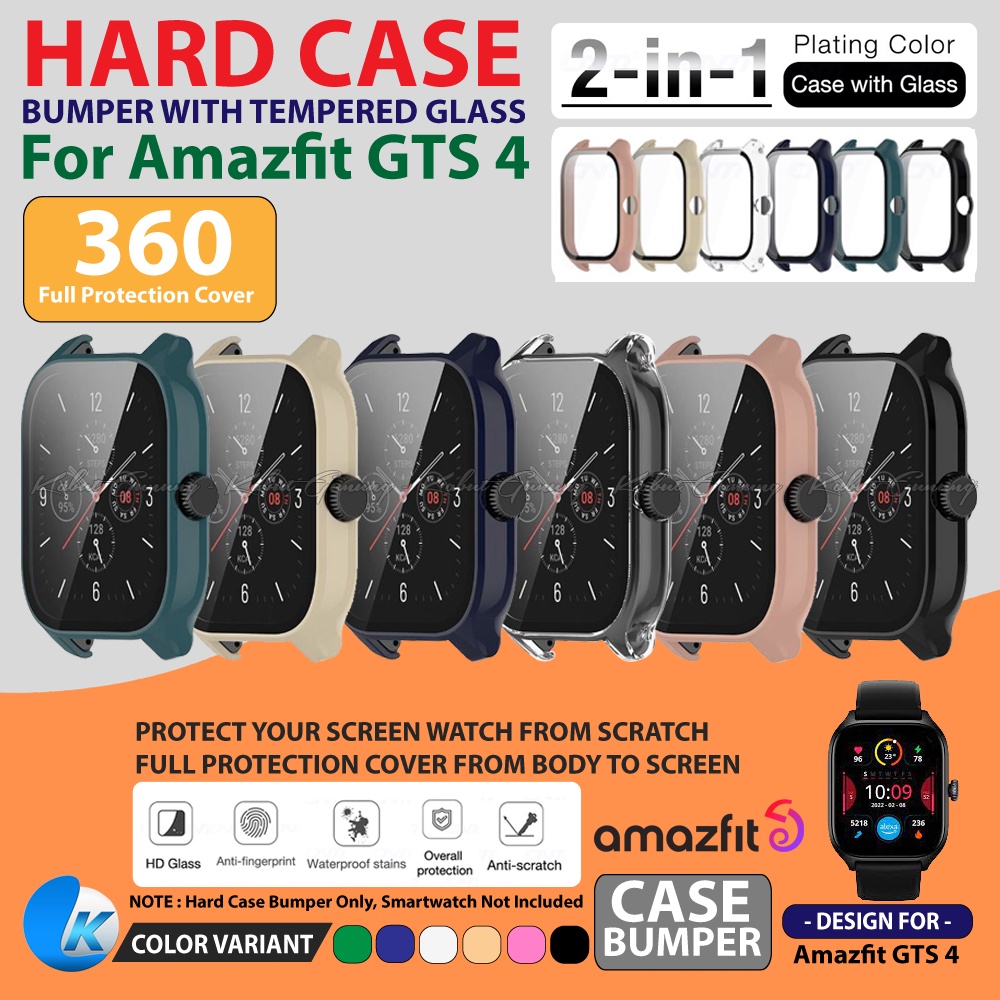 PC Bumper Hard Case For Amazfit GTS 4 Case Cover With Tempered Glass