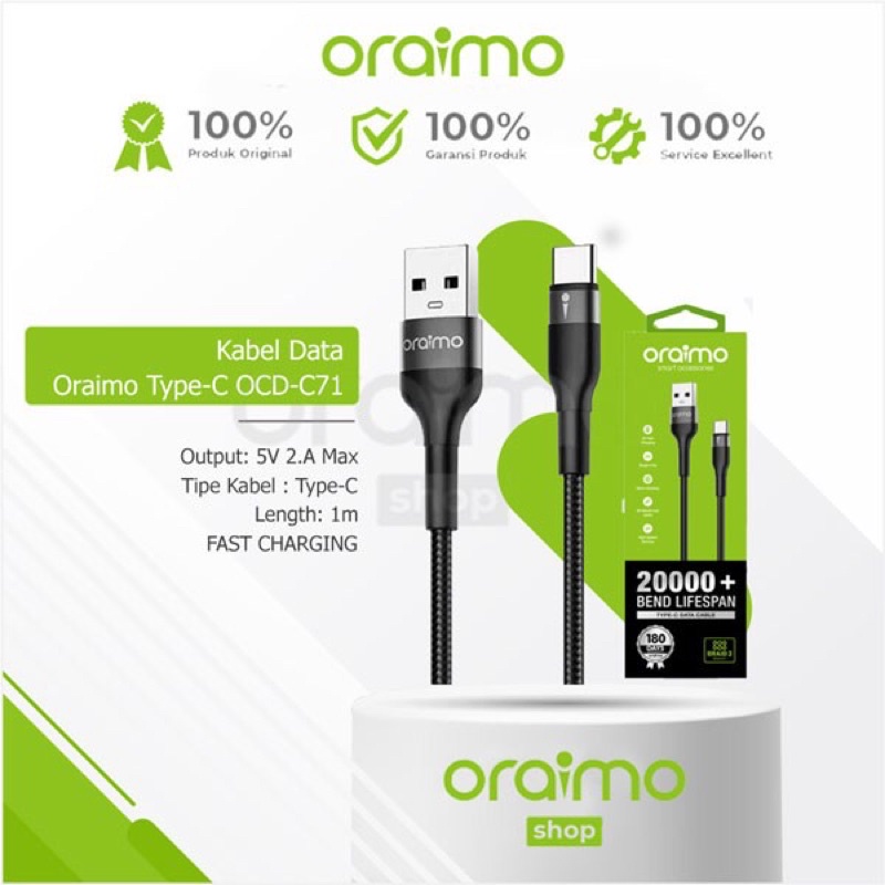 Kabel Data Oraimo Type-C OCD-C71