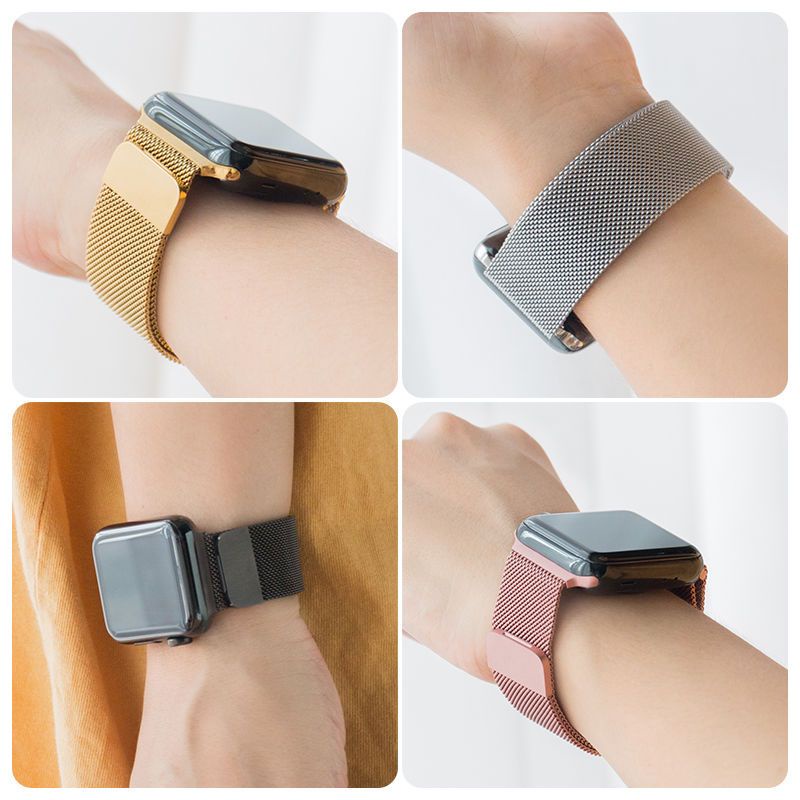 APPLE WATCH Magnetic Strap iWatch Milanese Stainless Steel Strap Series 1 2 3 4 SE 5 6 7 Size 45 44 42mm 41 40 38mm Replacement Strap for T500 T55 Smartwatch