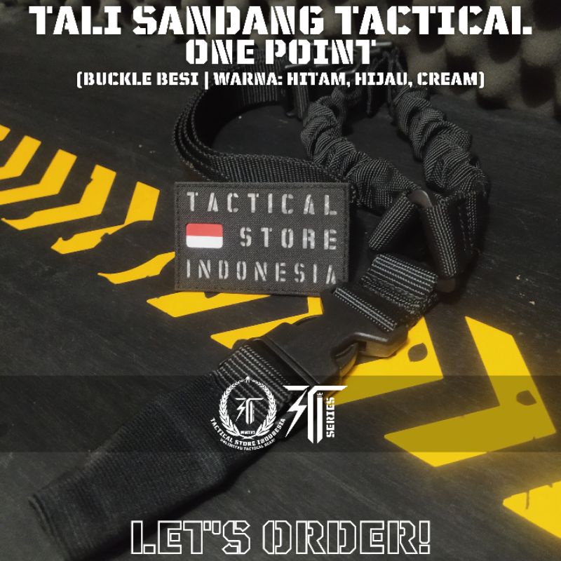 Tali Sandang IMPOR Tactical One Point - Hitam, Hijau, Cream Buckle Besi