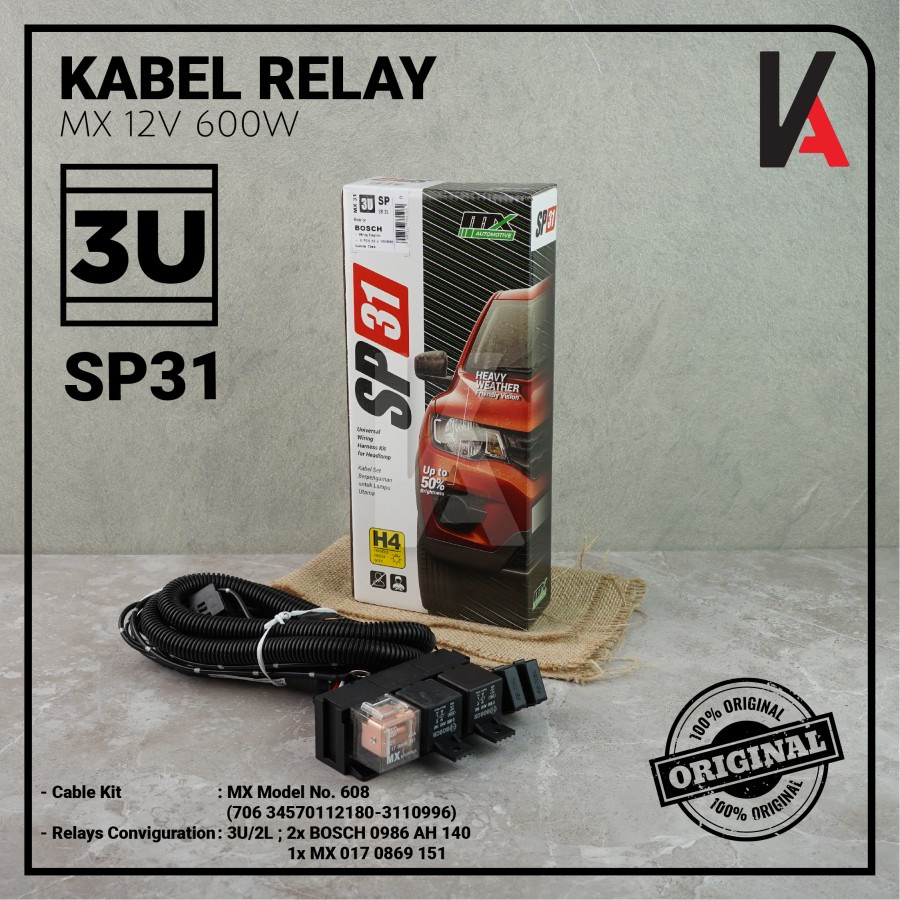 KABEL RELAY SET BOSCH SP SERIES LAMPU DEPAN HEADLAMP H4 MOBIL 3 RELAY ORIGINAL