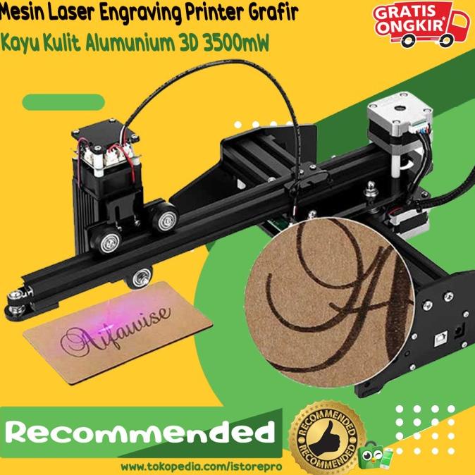 Mesin Laser Engraving Printer Grafir Kayu Kulit Alumunium 3D 3500mW selalu promo