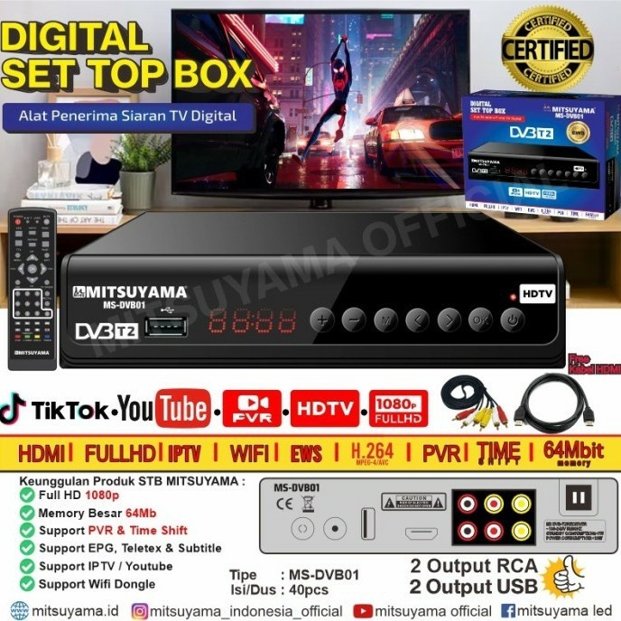 Set Top Box Mitsuyama Alat Penerima Siaran TV Digital MS-DVB01 | yanna866