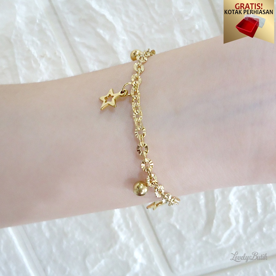 Gelang Tangan Titanium Anti Karat dan Luntur V3na Gelang Korea Wanita  Dewasa Anak Anak Model Rantai Nori Donat Mainan Bintang Stars Kekinian BONUS KOTAK PERHIASAN - Lovelybutik